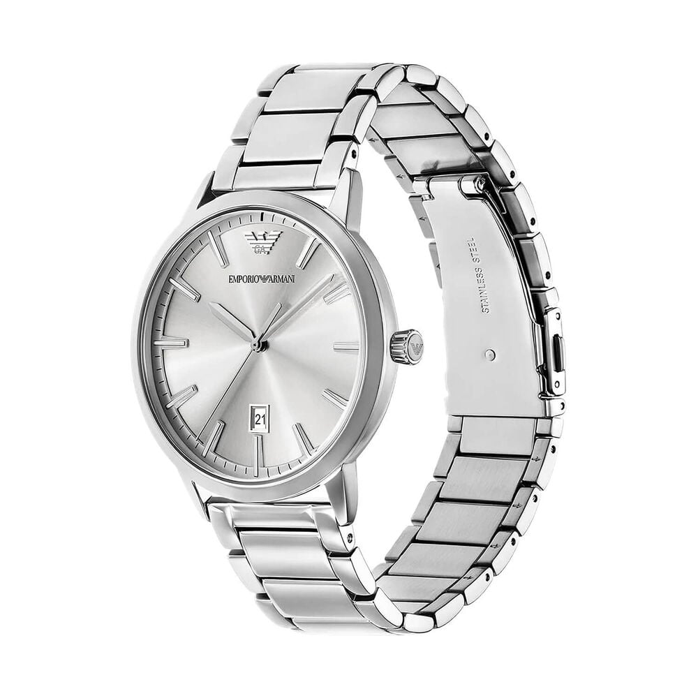 Emporio Armani Ruggero 43mm Silver Dial Stainless Steel Bracelet Watch