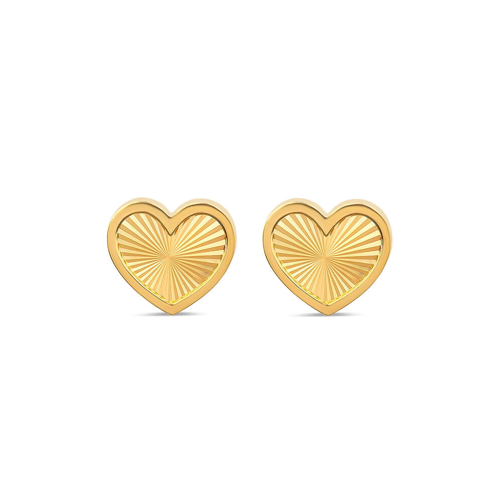 9ct Yellow Gold Heart Stud Earrings image number 0