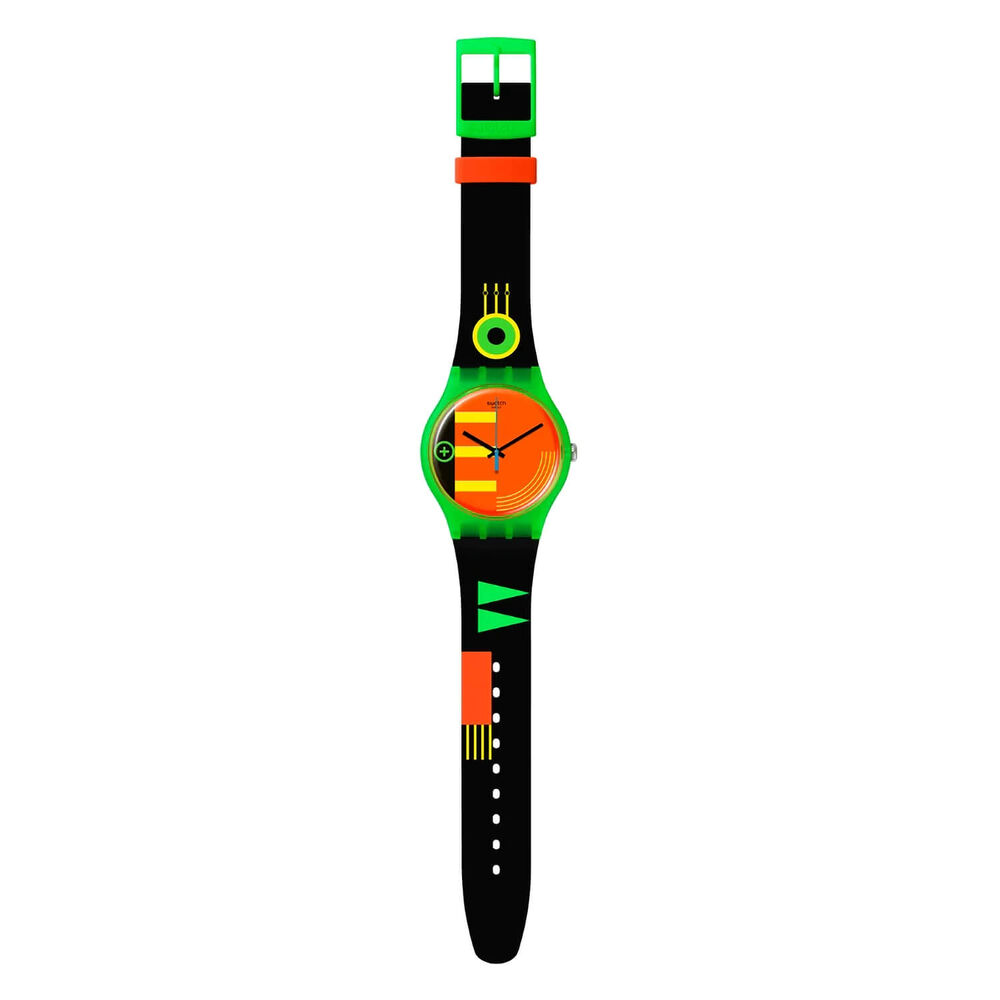 Swatch Neon Rider 41mm Multi-Coloured Dial Silicone Strap Watch image number 2