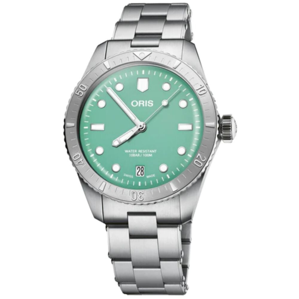 Oris Divers Sixty-Five ‘Cotton Candy’ 38mm Green Dial Steel Bracelet Watch