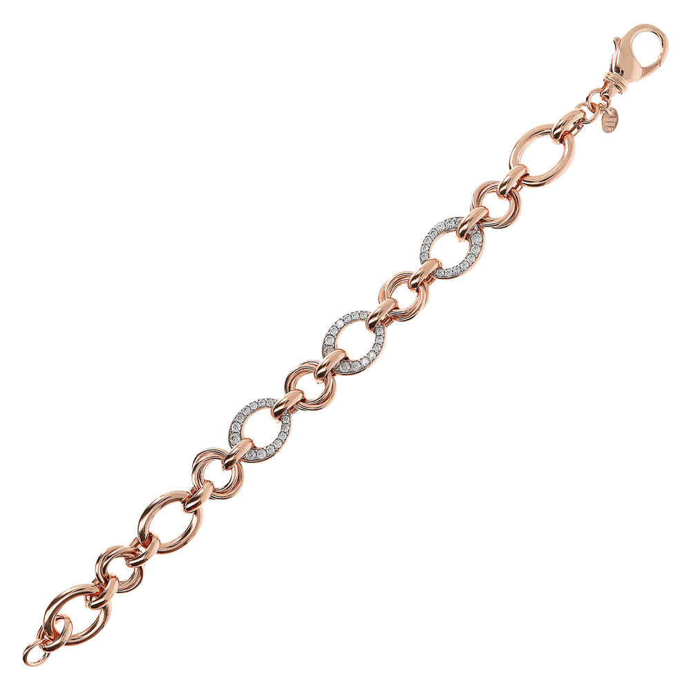 Bronzallure 18ct Rose Gold Plated Cubic Zircnia Accents Bracelet