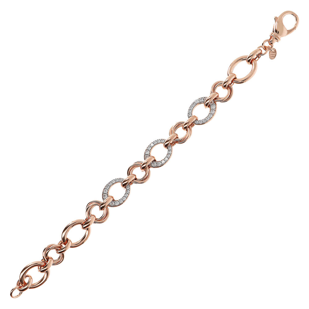 Bronzallure 18ct Rose Gold Plated Cubic Zircnia Accents Bracelet image number 1