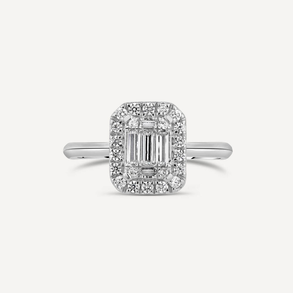Kathy De Stafford 18ct White Gold ‘Megan’ Rectangular Baguette Centre Cluster 0.45 Carat Ring
