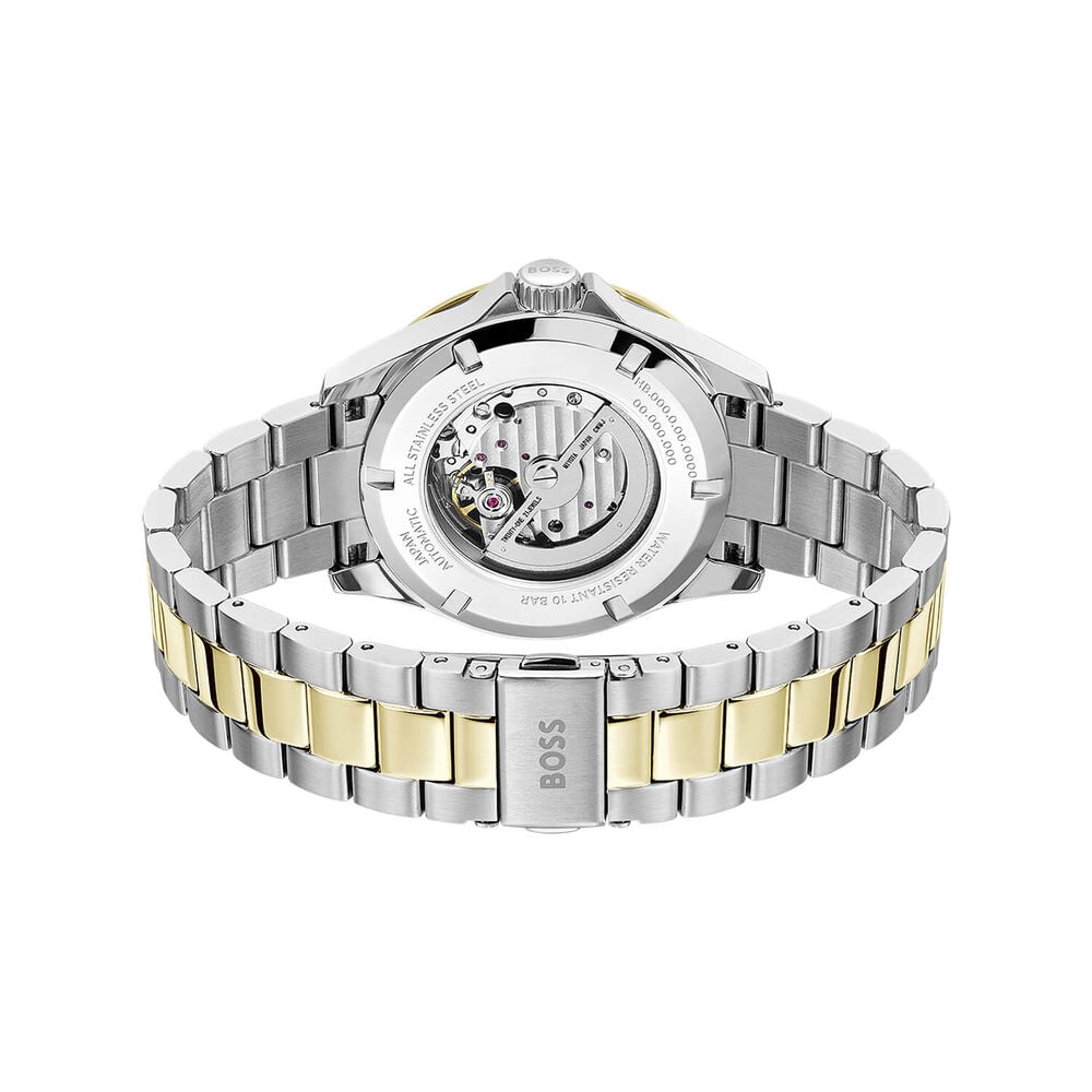 BOSS Troper Automatic 42mm Blue Open Heart Dial Two-Tone Steel Bracelet Watch image number 3