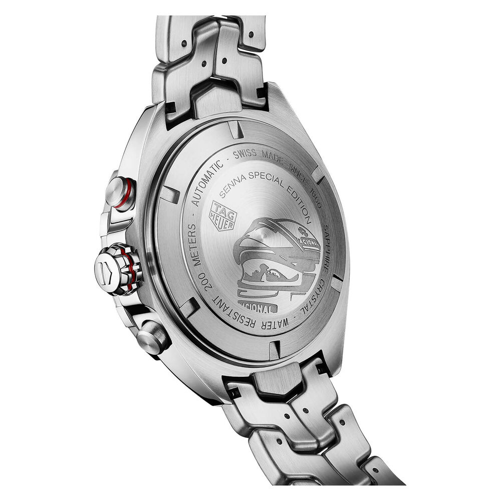 TAG Heuer Formula 1 Chronograph x Senna 44mm Black Dial Stainless Steel Bracelet Watch image number 2