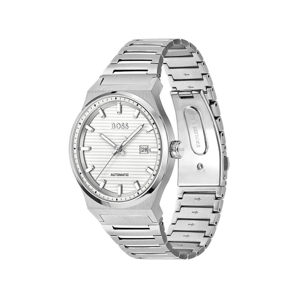 BOSS Candor Automatic 41mm Silver Dial Steel Bracelet Watch image number 2