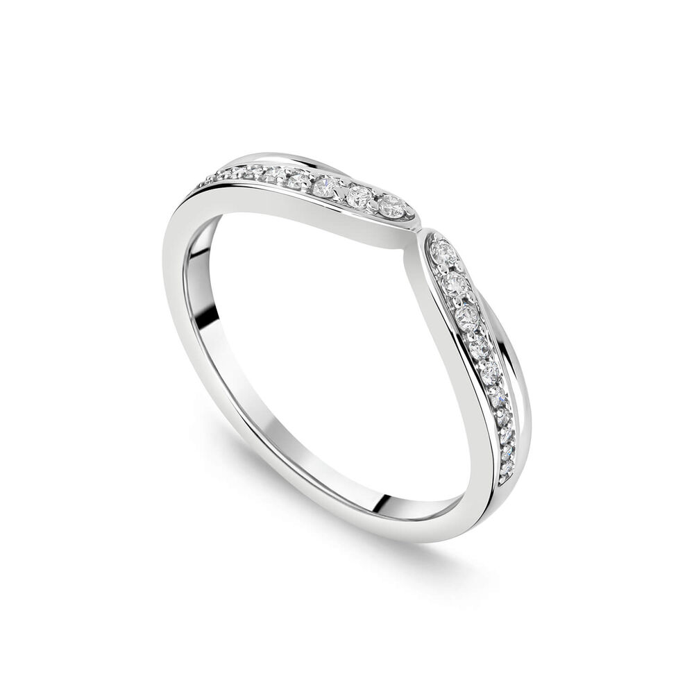 9ct White Gold 0.15ct Diamond Wishbone Dress Ring