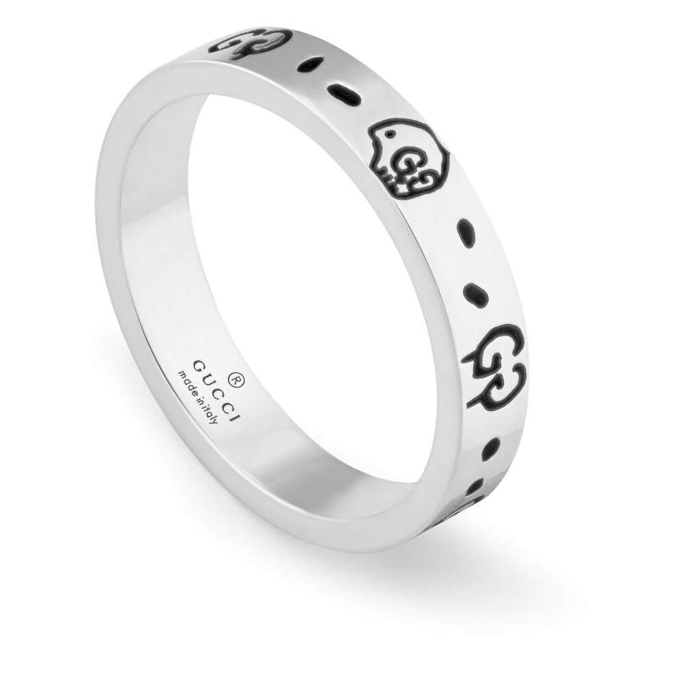 Gucci Ghost Shiny Aged Sterling Silver Ring