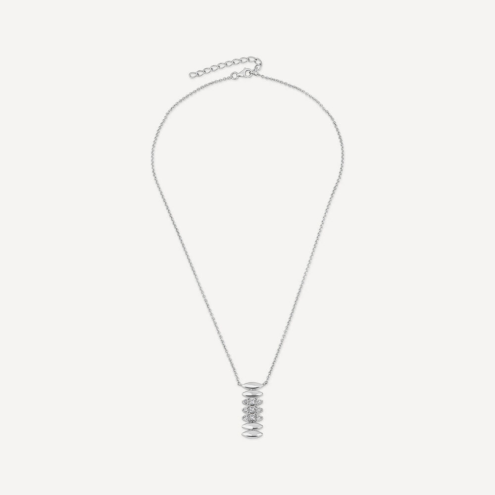 Sterling Silver Cubic Zirconia Oblong Link Shaped Pendant image number 2