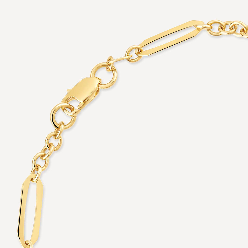 Yellow Gold Plated Sterling Silver Stationed Pearls Paperlink Bracelet
