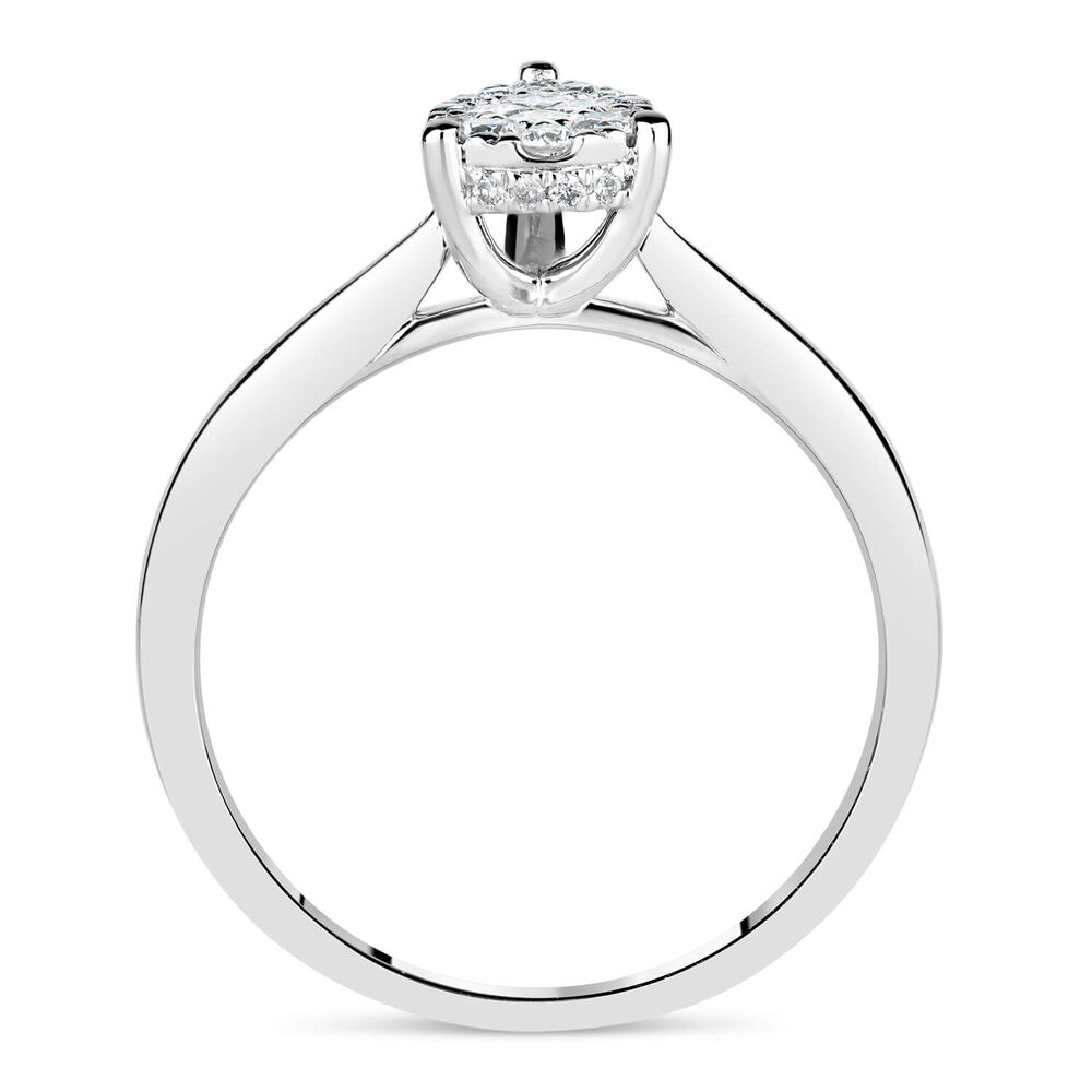 9ct White Gold 0.22ct Pear Shaped Cluster Diamond Ring image number 1