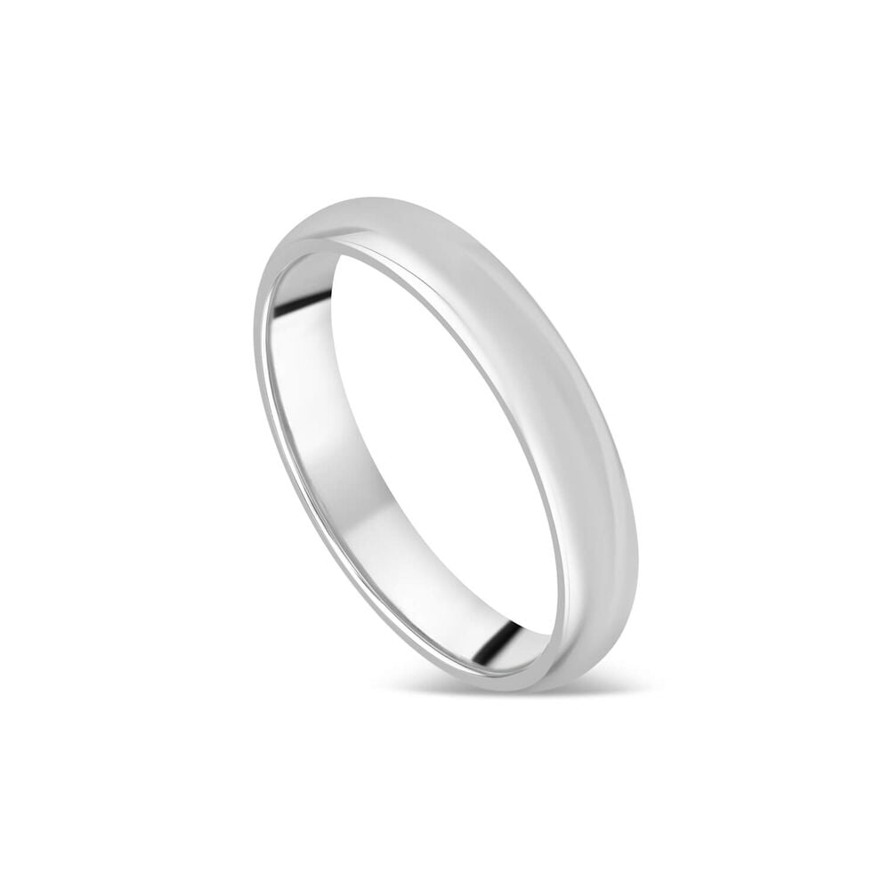 18ct White Gold 3mm Plain D-Shape Wedding Ring image number 0