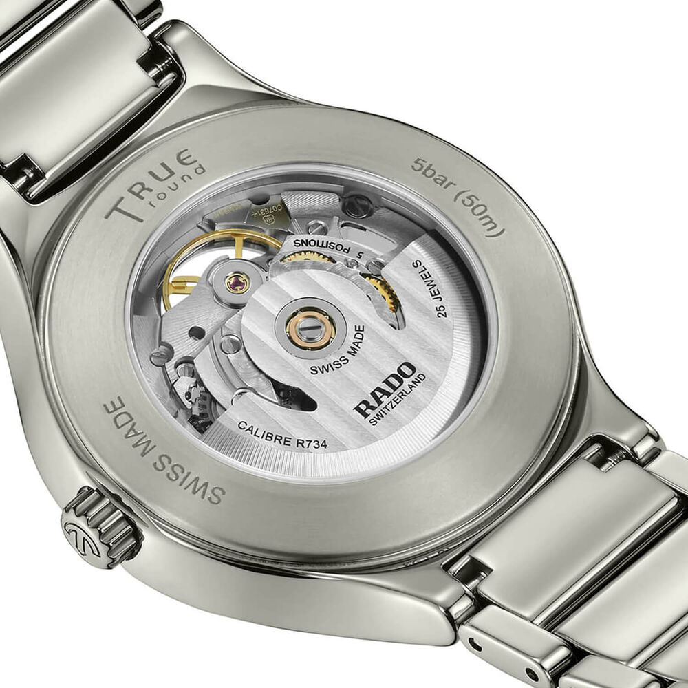 Rado True Round Automatic Open Heart 40mm Grey Dial High-Tech Ceramic Bracelet Watch image number 3
