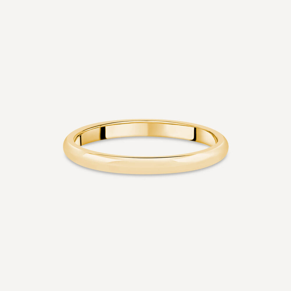 9ct Yellow Gold 2mm Plain Band D-Shape Ring image number 2