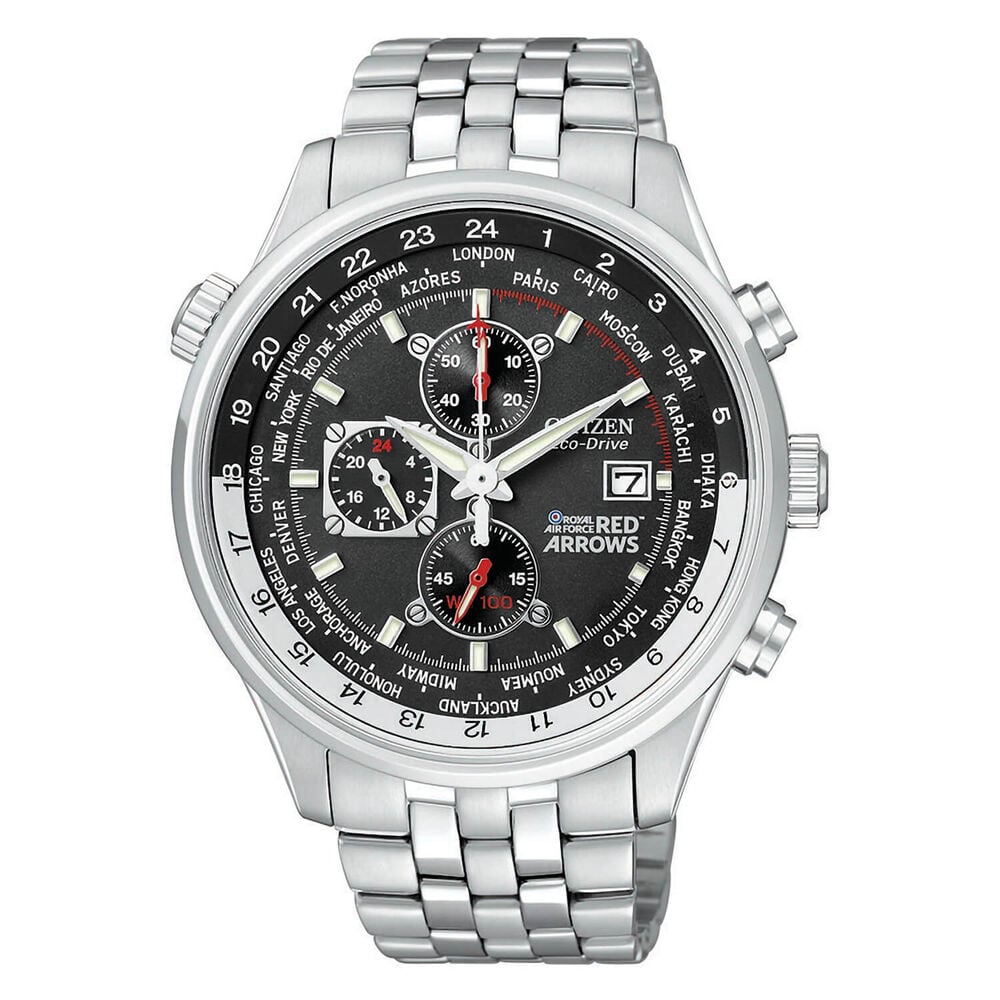 Citizen Chronograph Black Dial World Time with Stainless Steel Bracelet