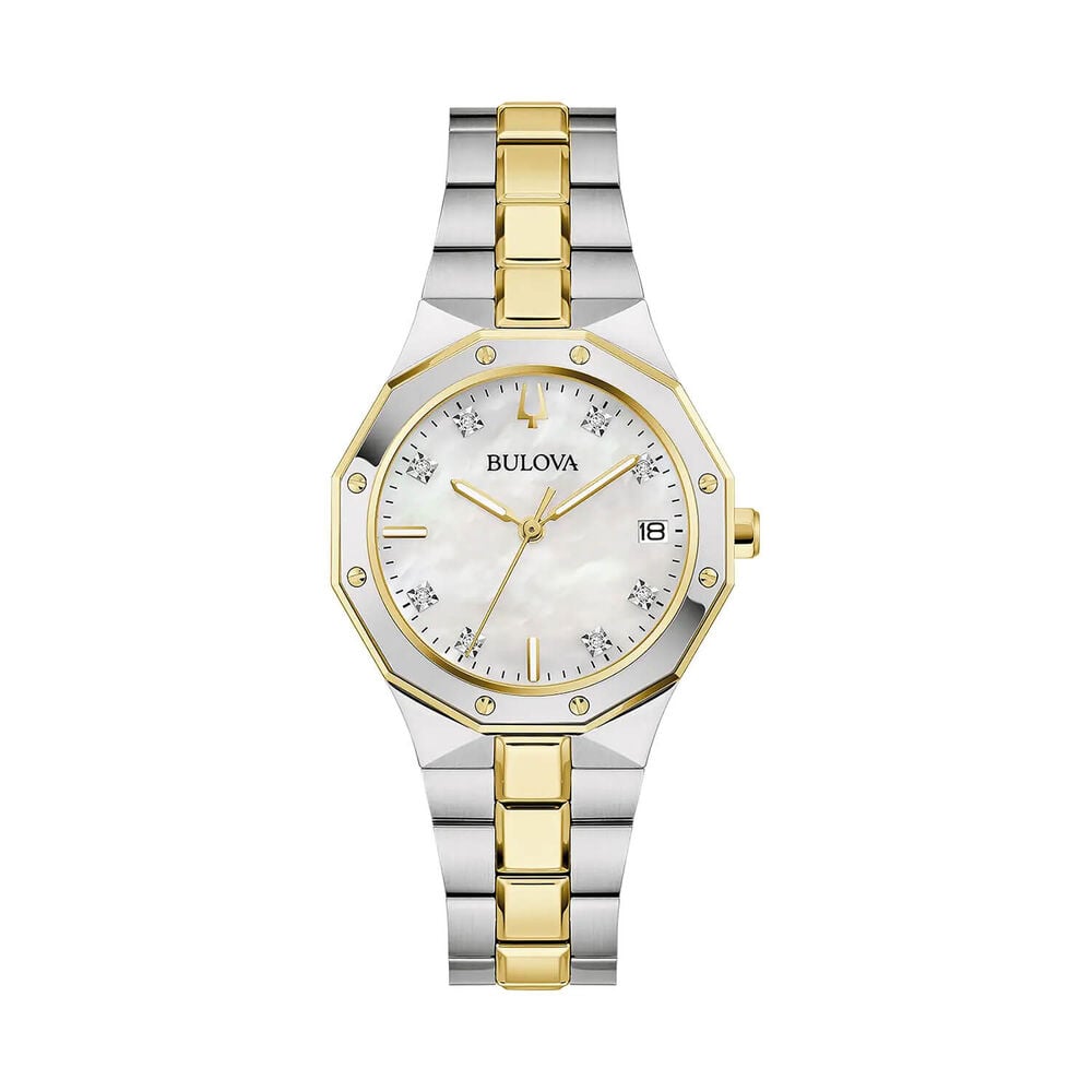 Bulova Prestige 32mm Mother of Pearl Dial Two Tone Steel Bracelet Watch image number 0
