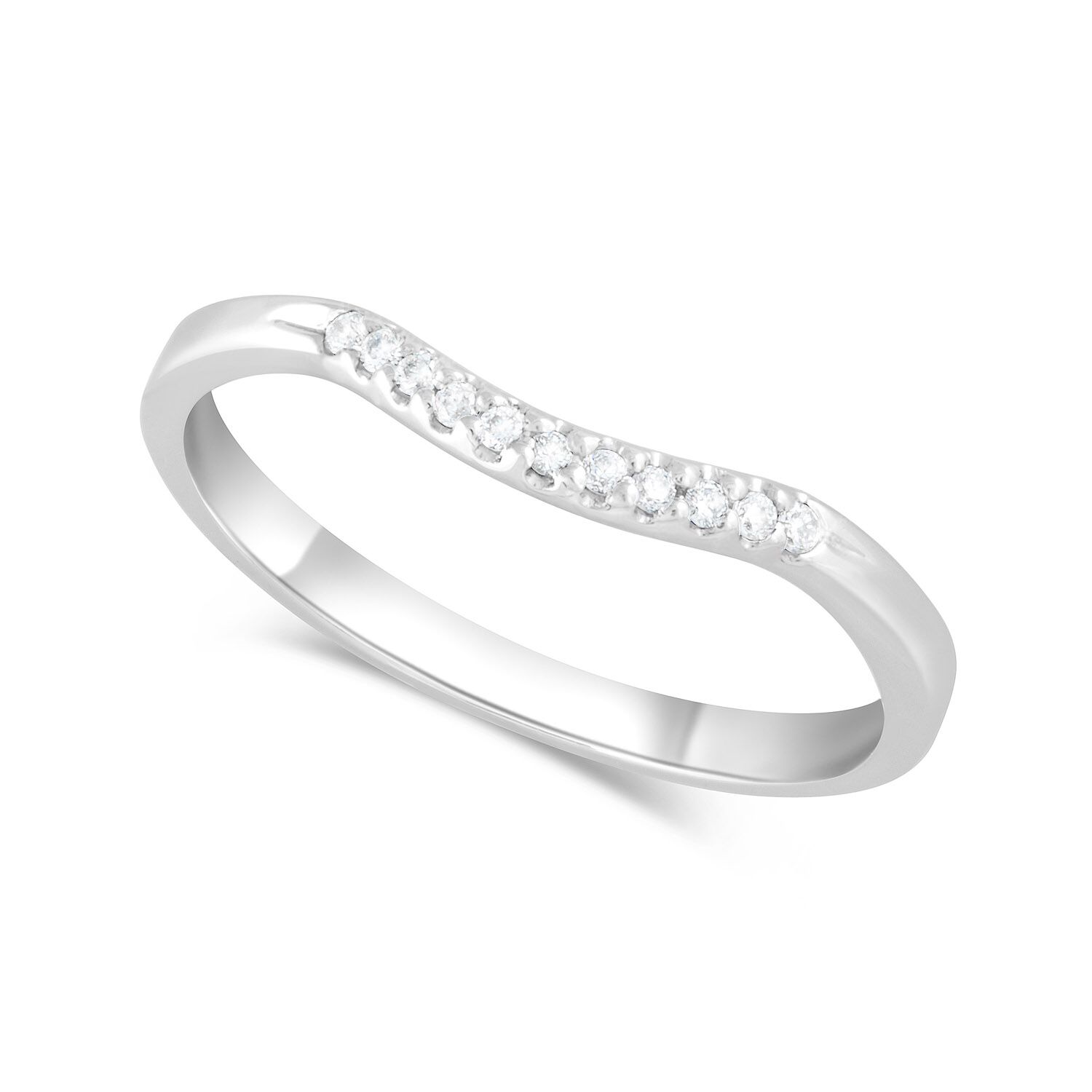 Curved wedding sales band white gold