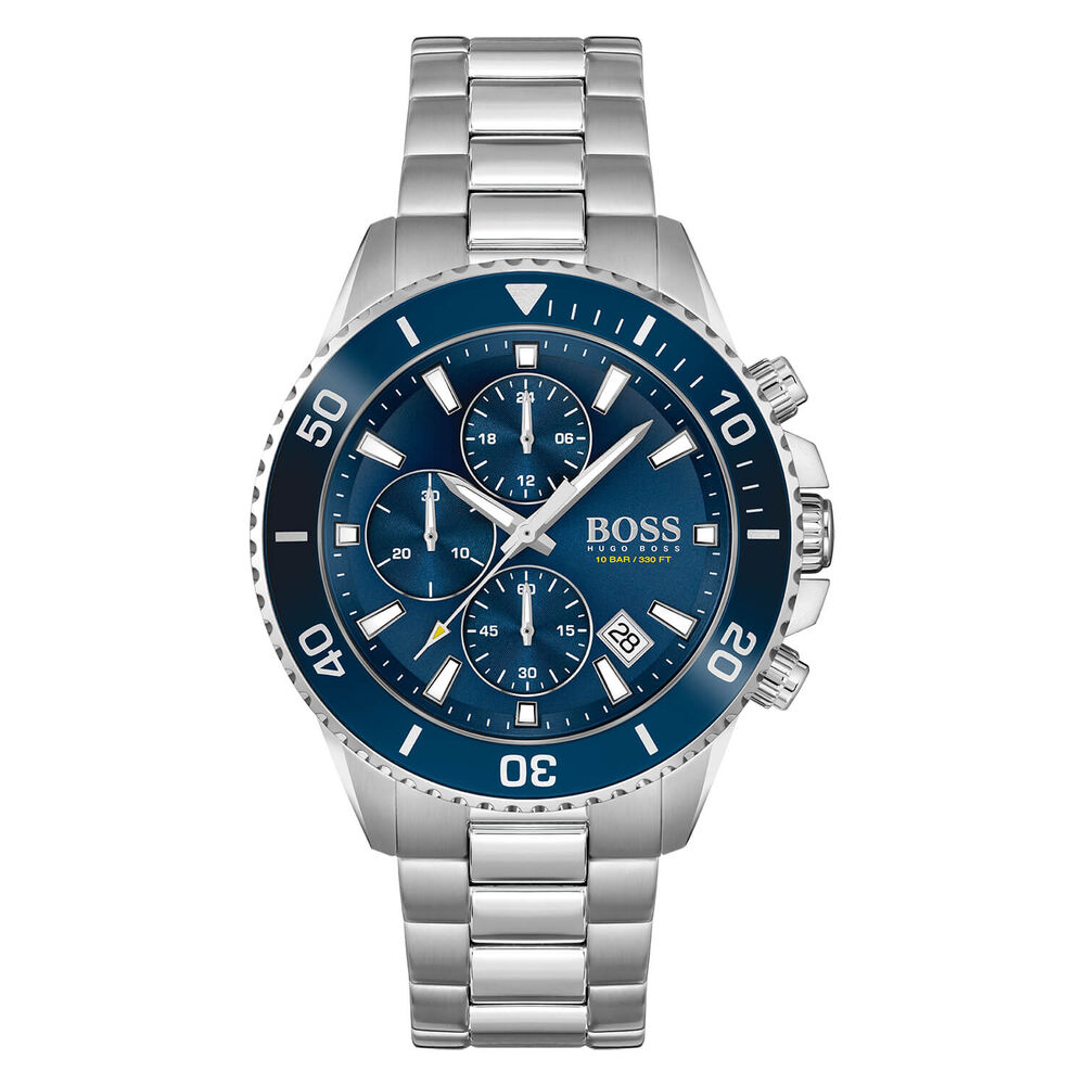 BOSS Admiral 46mm Blue Dial Chrono Steel Case Bracelet Watch