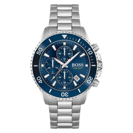 Hugo BOSS Admiral 46mm Blue Dial Chrono Steel Case Bracelet Watch