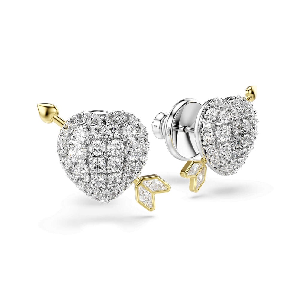 Swarovski Idyllia Cubic Zirconia Rhodium Plated Heart Stud Earrings