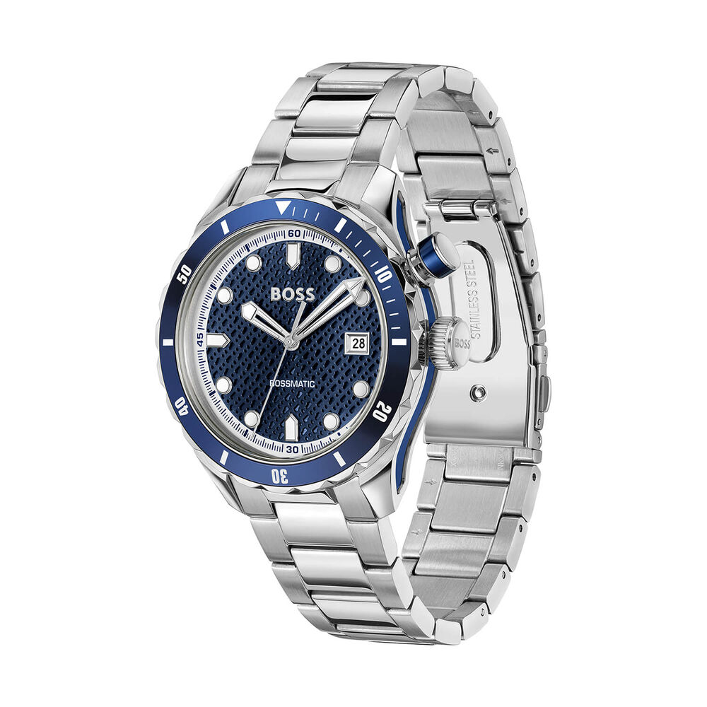 BOSS Bossmatic 42mm Blue Dial Stainless Steel Bracelet Watch image number 1