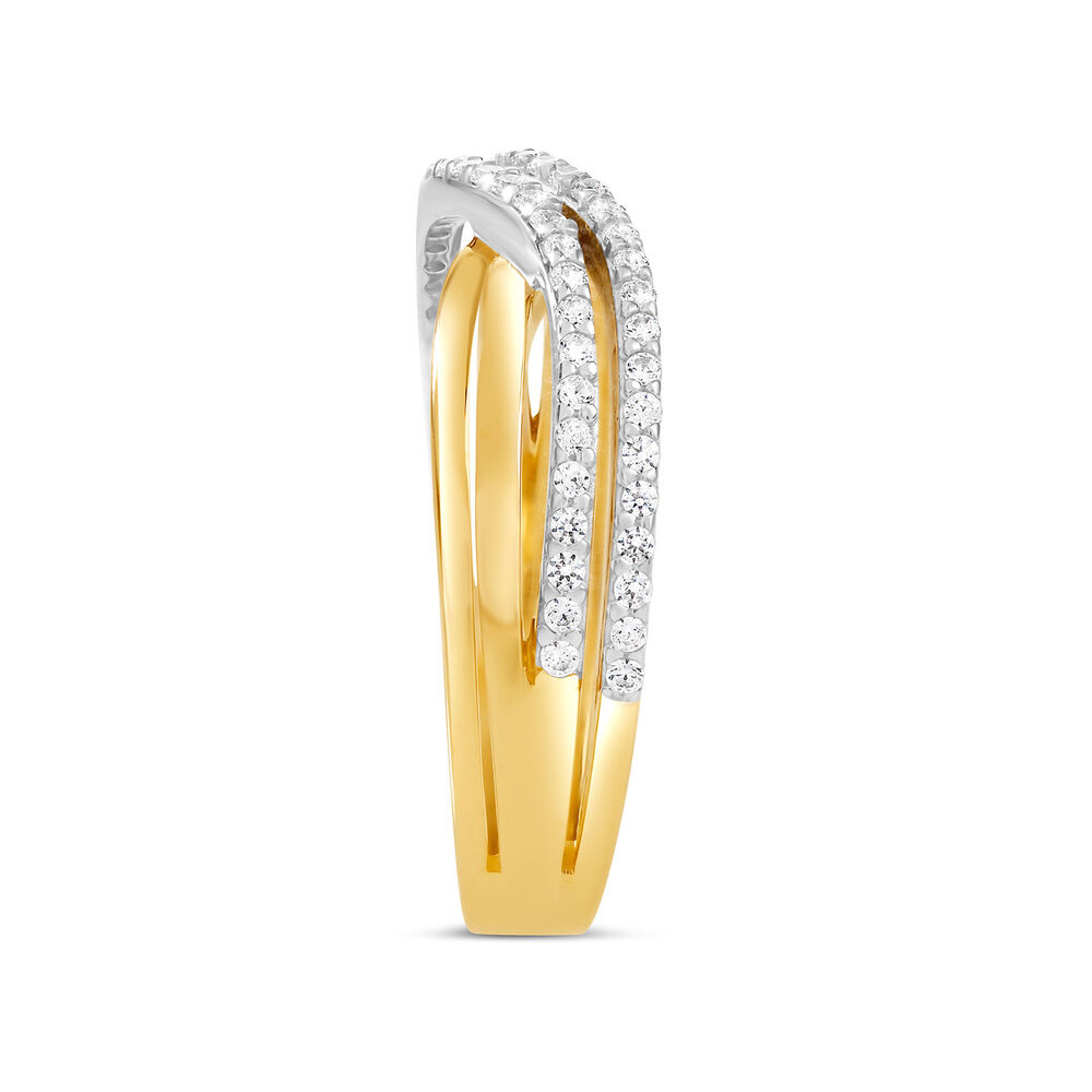 9ct Yellow&White Gold Two Row Cubic Zirconia Ring image number 3