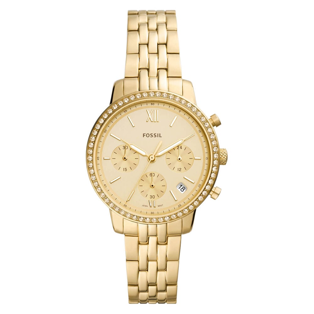 Fossil Neutra 36mm Chronograph Yellow Gold Dial Bracelet Ladies' Watch image number 0