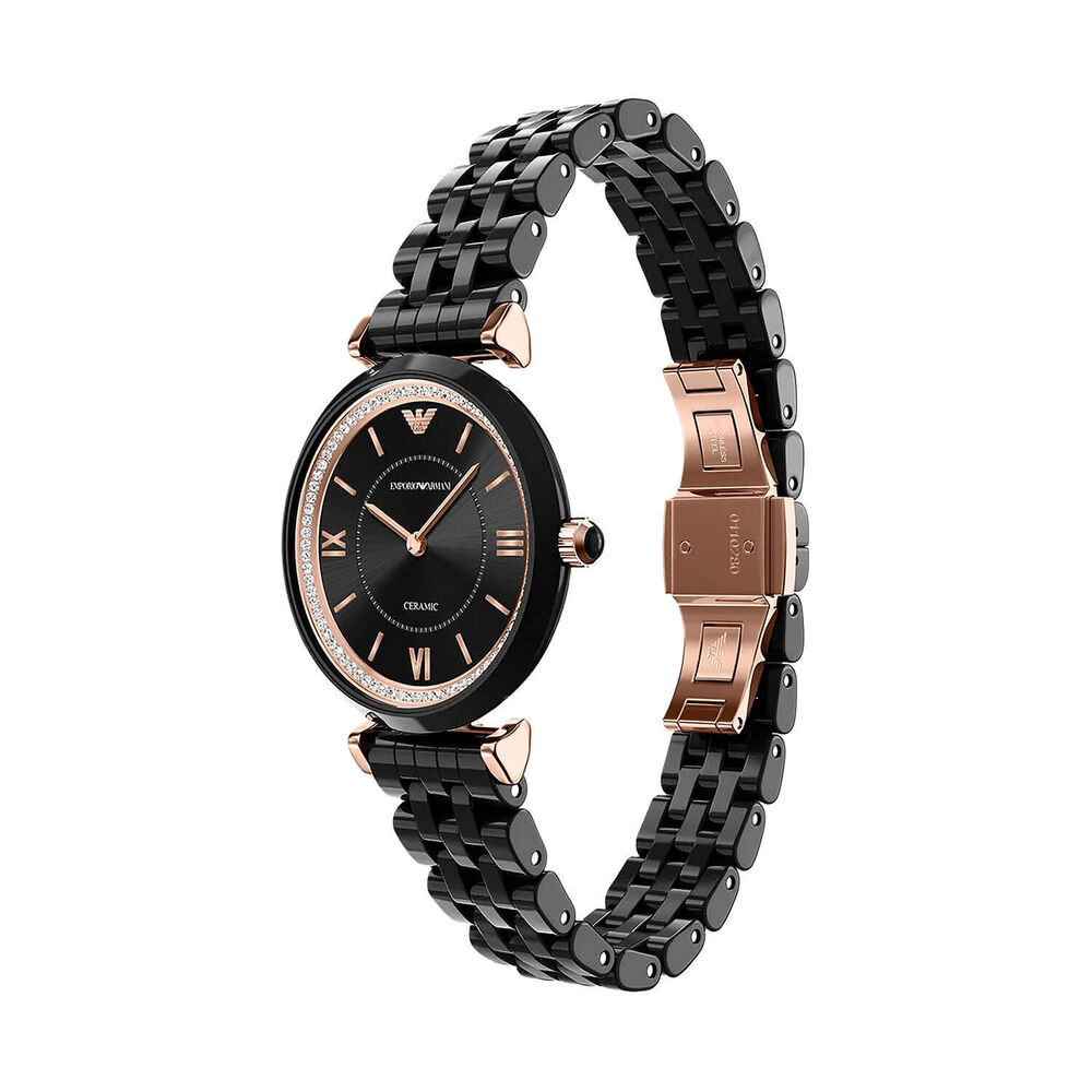 Emporio Armani 32mm Black Dial Black Ceramic Bracelet Watch