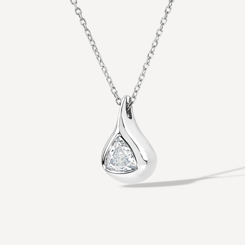 Born Orbit 9ct White Gold Lab Grown 0.50ct Trillion Cut Diamond Pendant