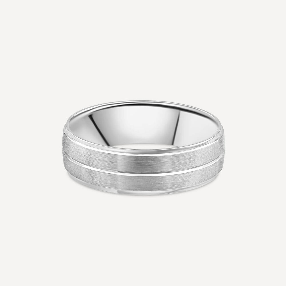 Platinum 6mm Groove Matte Polished Men's Wedding Ring