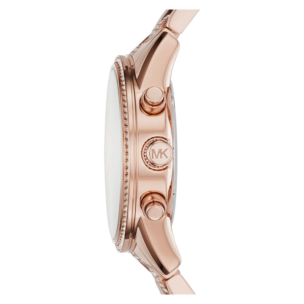 Michael Kors Ritz 37mm Rose Dial Cubic Zirconia Set Rose Gold IP Case Bracelet Watch image number 2