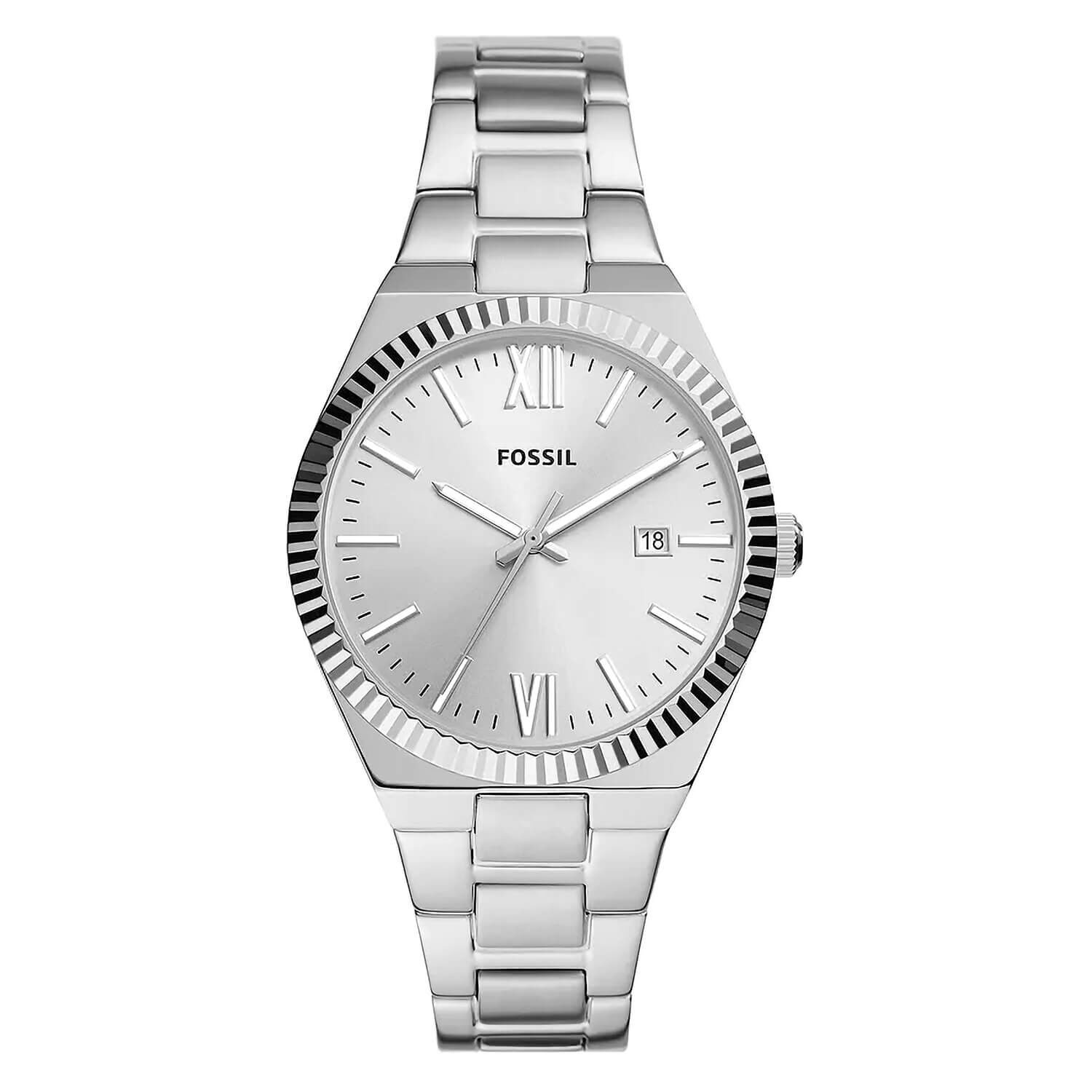 Fossil Scarlette 38mm Silver Dial Steel case Bracelet Watch