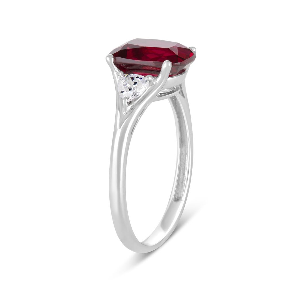9ct White Gold Ruby & Cubic Zirconia Ring image number 3