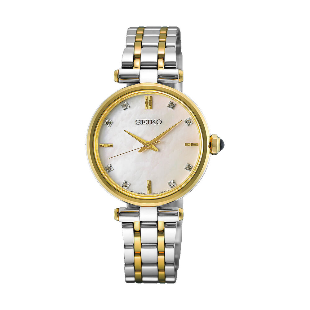 Seiko 29mm Mother of Pearl Dial Two Tone Stainless Steel Bracelet Watch