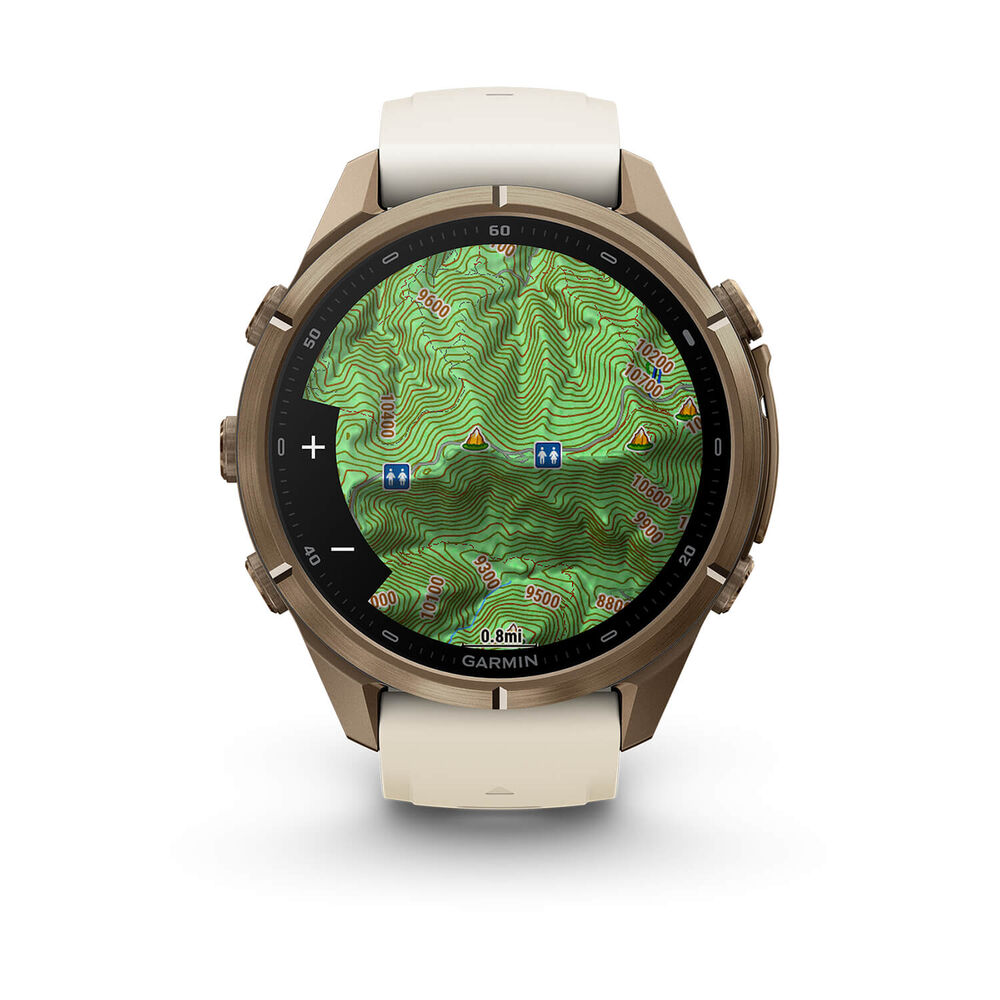 Garmin fenix 9 Pro 43mm Autumn Gold Titanium Cream/French Grey Silicone Strap Watch