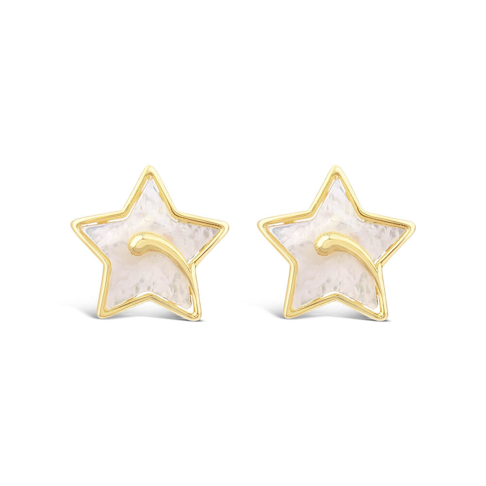 9ct Yellow Gold Mother of Pearl Star Stud Earrings image number 0