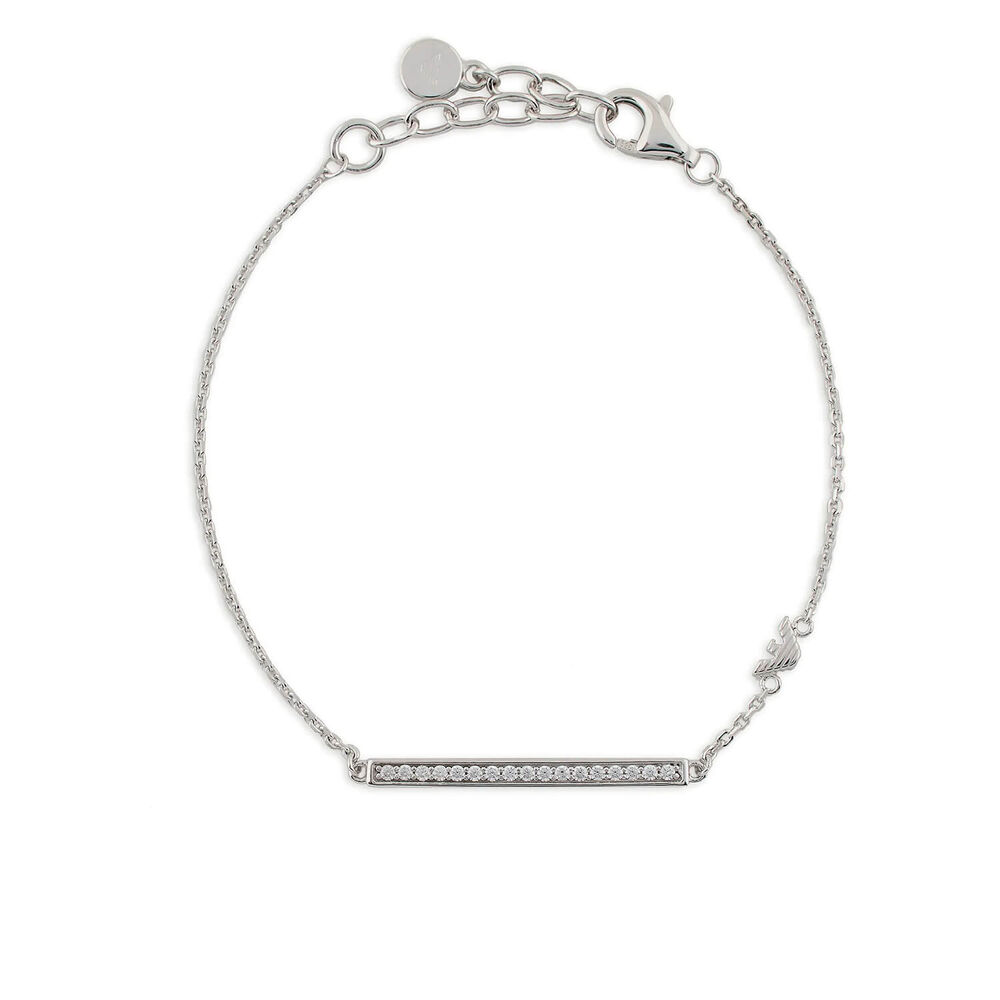 Emporio Armani Sterling Silver Cubic Zirconia ID Bracelet