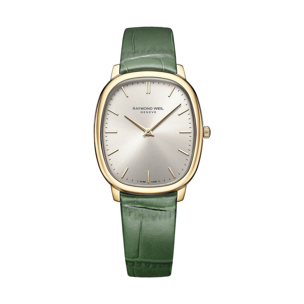 Raymond Weil Toccata Heritage 31x36mm Silver Dial Green Leather Strap Watch