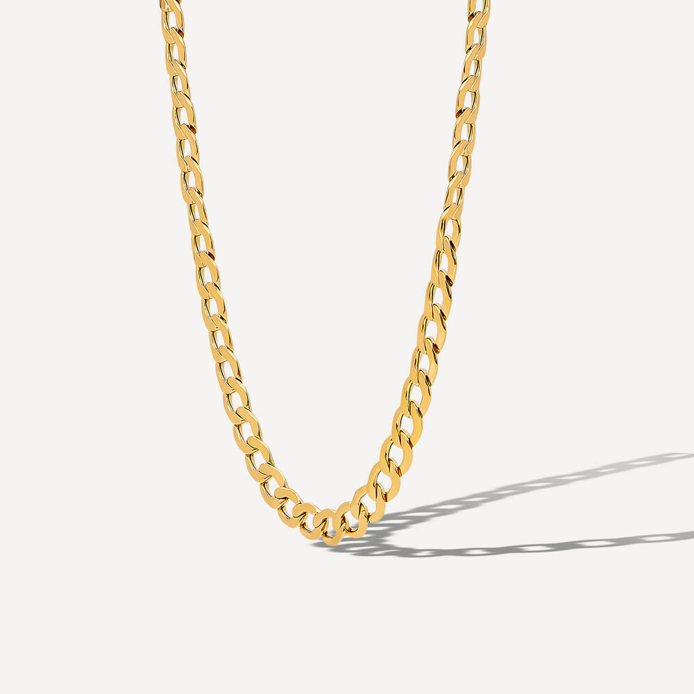 9ct Yellow Gold Six Sided Diamond Cut 18'' Curb Chain Necklace image number 1