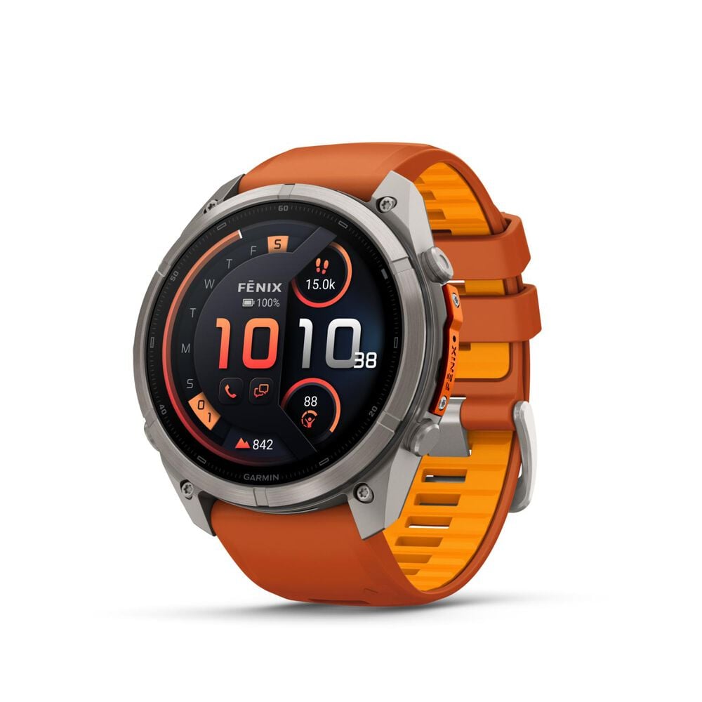 Garmin fenix 9 Pro 51mm Titanium Autumn Orange/Spark Orange Silicone Strap Watch