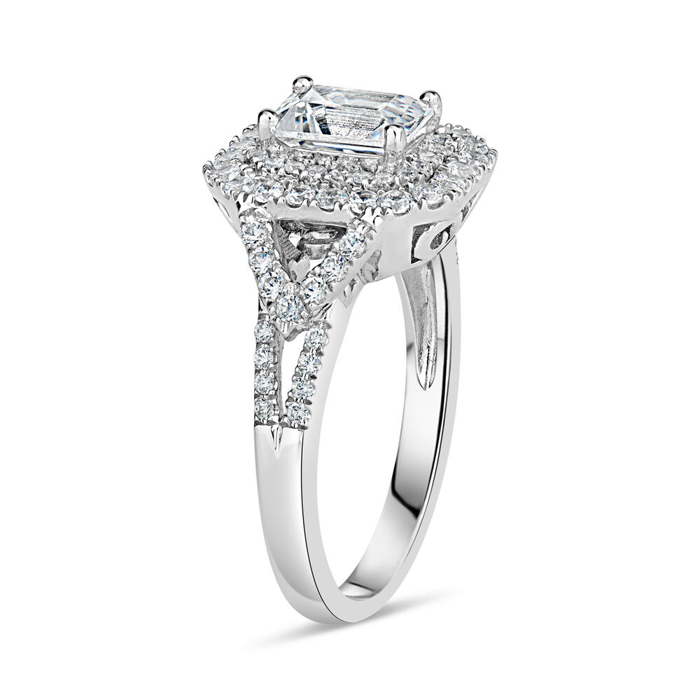 Sterling Silver Cubic Zirconia Double Halo & Sides Ring image number 3