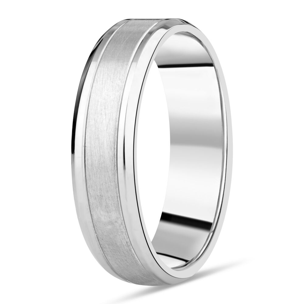 Palladium 500 Brushed Centre Mens Wedding Ring image number 3