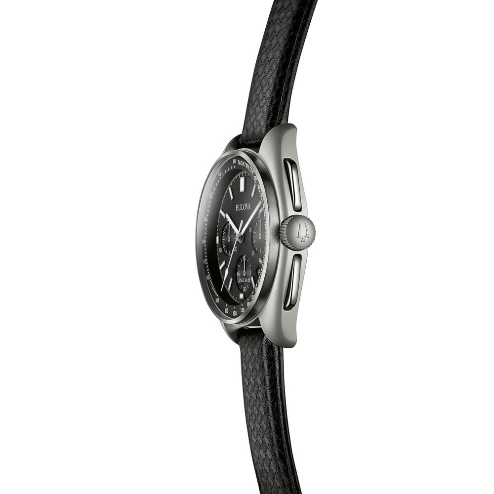 Bulova Moonwatch Black Dial Chronograph Steel Case Black Strap Watch image number 5