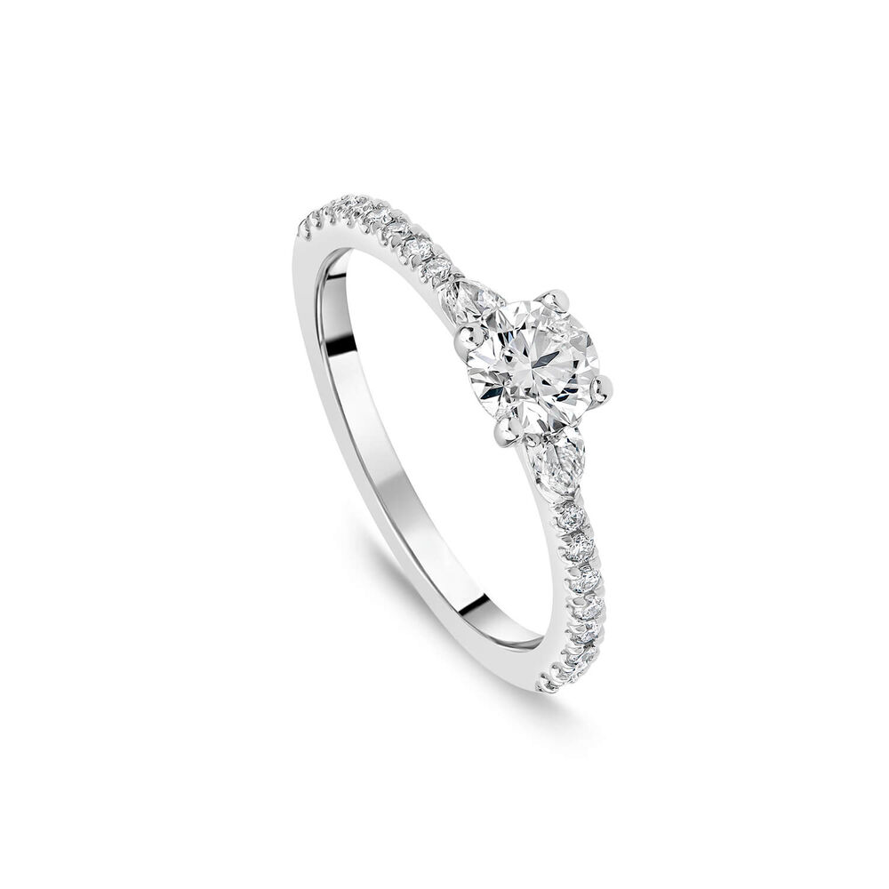 Northern Star 0.75ct Diamond Round Brilliant Small Pear Sides & Shoulders Platinum Ring