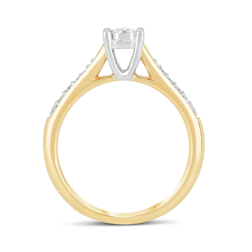 9ct Yellow and White Gold Illusion Set 0.19ct Diamond Ring image number 2