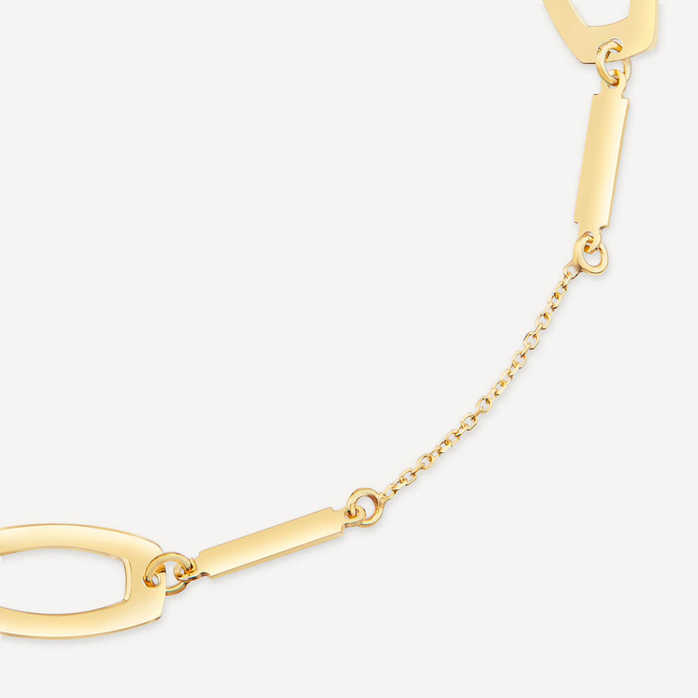 9ct Yellow Gold Open Oval & Bar Chain Link Bracelet