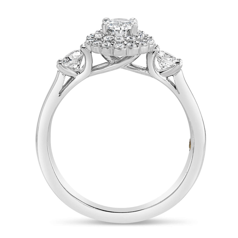 Northern Star 0.85ct Oval Diamond Double Halo 18ct White Gold Ring image number 2