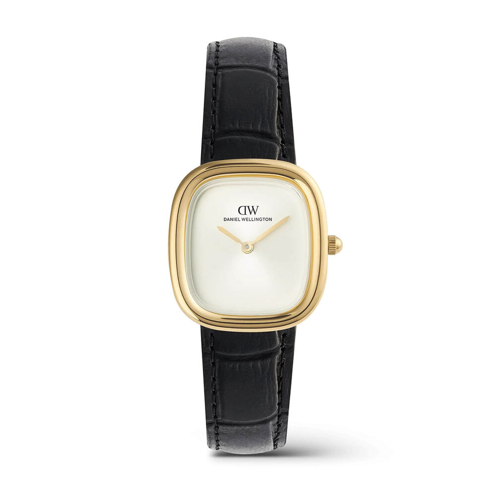 Daniel Wellington Margot 24x26mm White Dial Black Leather Strap Watch