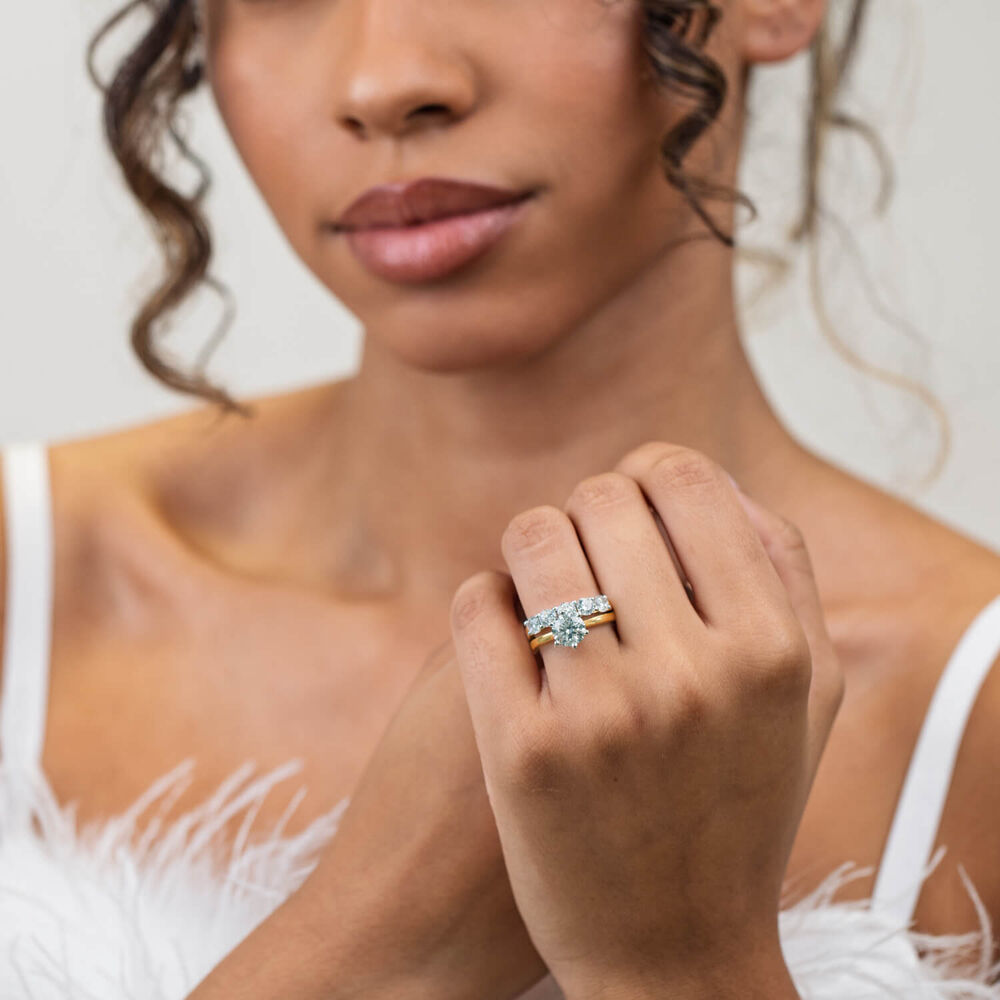 Born 18ct Yellow Gold 1.50ct Lab Grown 5 Stone Half Eternity Diamond Ring