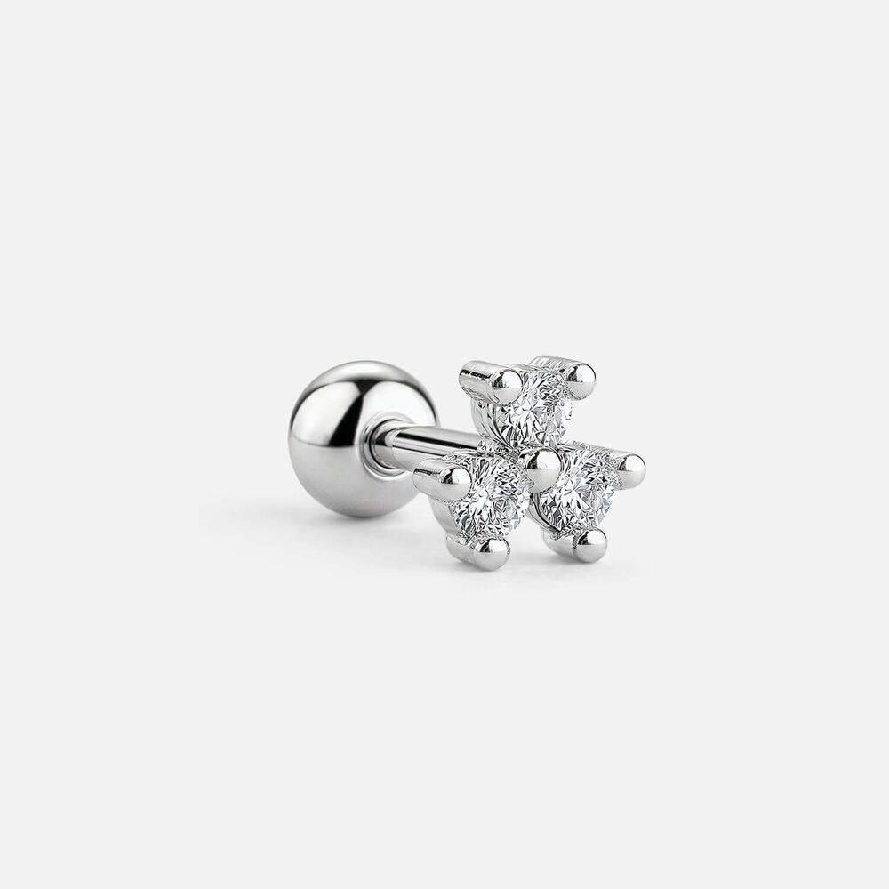 Sterling Silver Cubic Zirconia Cluster Single Stud Earring
